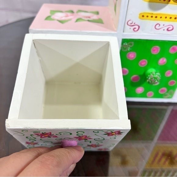 Hand painted 6 compartment organizer with drawers. 90s - Picture 5 of 15